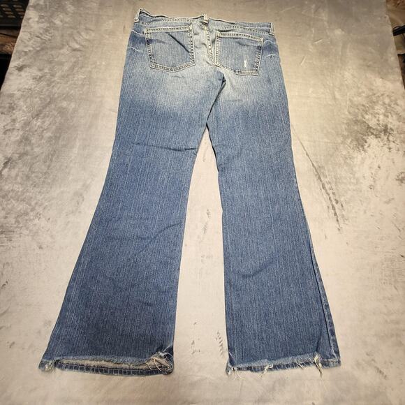 Old Navy Jeans Womens 8 Blue Flare Low Rise Distressed Stretch Paint Splatter - Picture 10 of 12